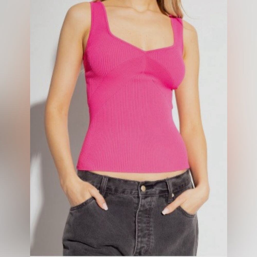 Rag & Bone Women's Pink Asher Ribbed-Knit Tank Top
